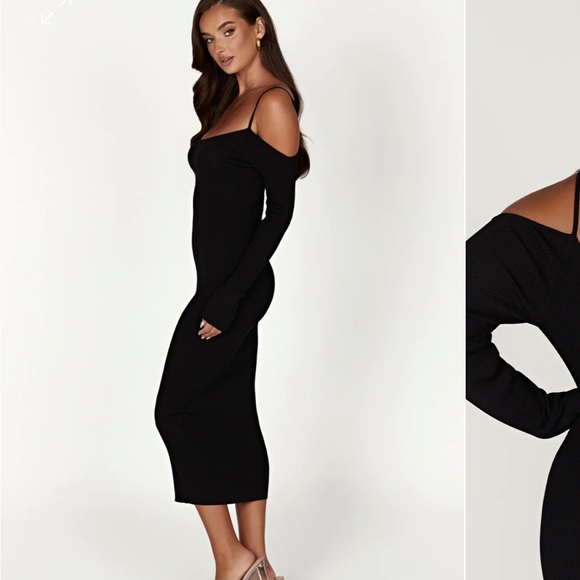 NWT Shea Off Shoulder Knit Midi Dress - Black - Picture 3 of 7